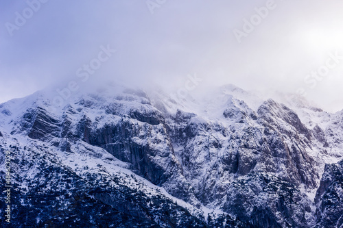 Beautiful winter landscape with Carpati Piatra Craiului mountains in Romania © czamfir