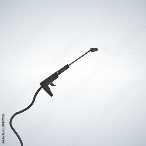 Black illustration of high pressure washer isolated on white background. Vector icon