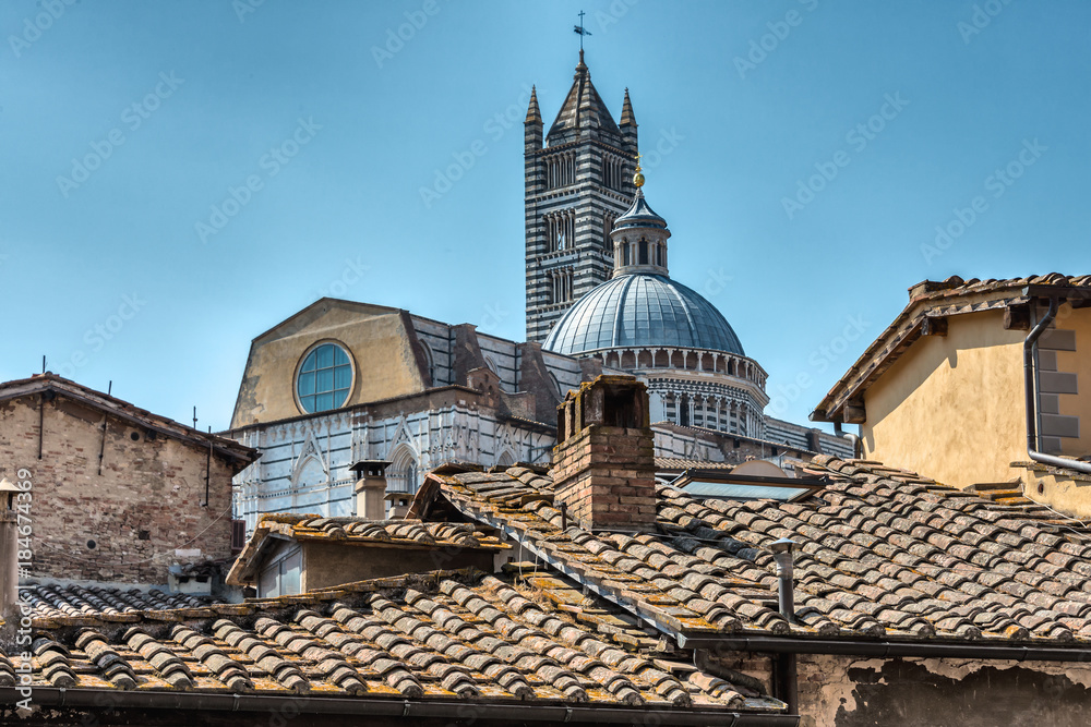 Blick über die Dächer von Siena auf Santa Maria di Assunta
