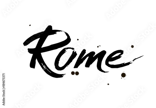 Rome, Italy. City typography lettering design. Hand drawn brush calligraphy. Isolated vector illustration.