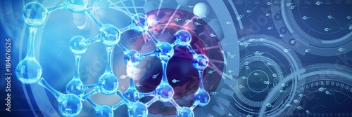 Fotografie Composite image of image of molecules interface