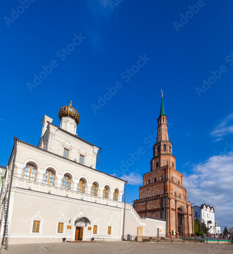 Soyembika Tower and House church of Kazan Kremlin Tatarstan Russia