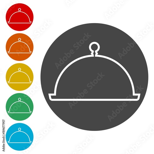 Food cover vector icon, Food Serving Tray Platter Icon 