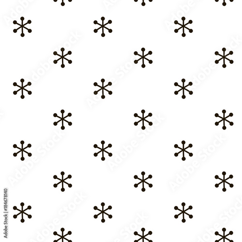 Snowflake seamless pattern. Christmas wrapping paper. Holiday hand drawn geometric repeat simple ornate. Snow vector silhouette elements. Scandinavian nordic design for print backdrop card, textile.