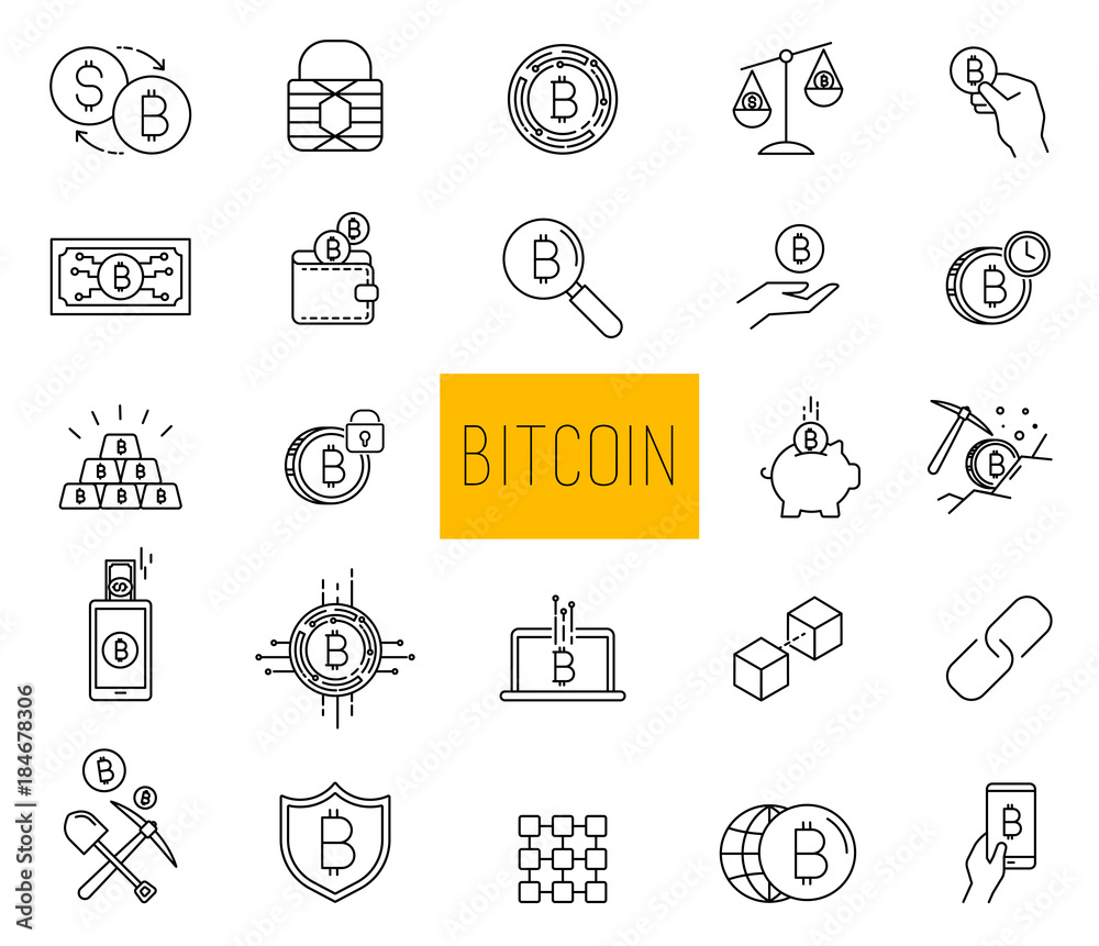 Set of Line Stroke Vector Bitcoin and Cryptocurrency Icons design Set of Line Stroke Vector Bitcoin and Cryptocurrency Icons design