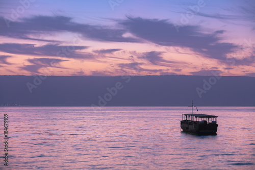 Beautiful Sea of Galilee in the morning. Time before sunrise