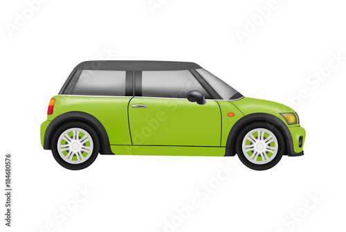 A mini car in a vector on a white background.A small foreign car in a vector.