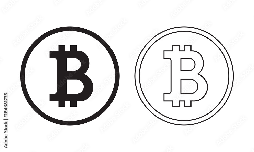 Bitcoin icon with outline and normal style. Logo with trendy line style. E-commerce concept vector. Bitcoin icon with outline and normal style. Logo with trendy line style. E-commerce concept vector.