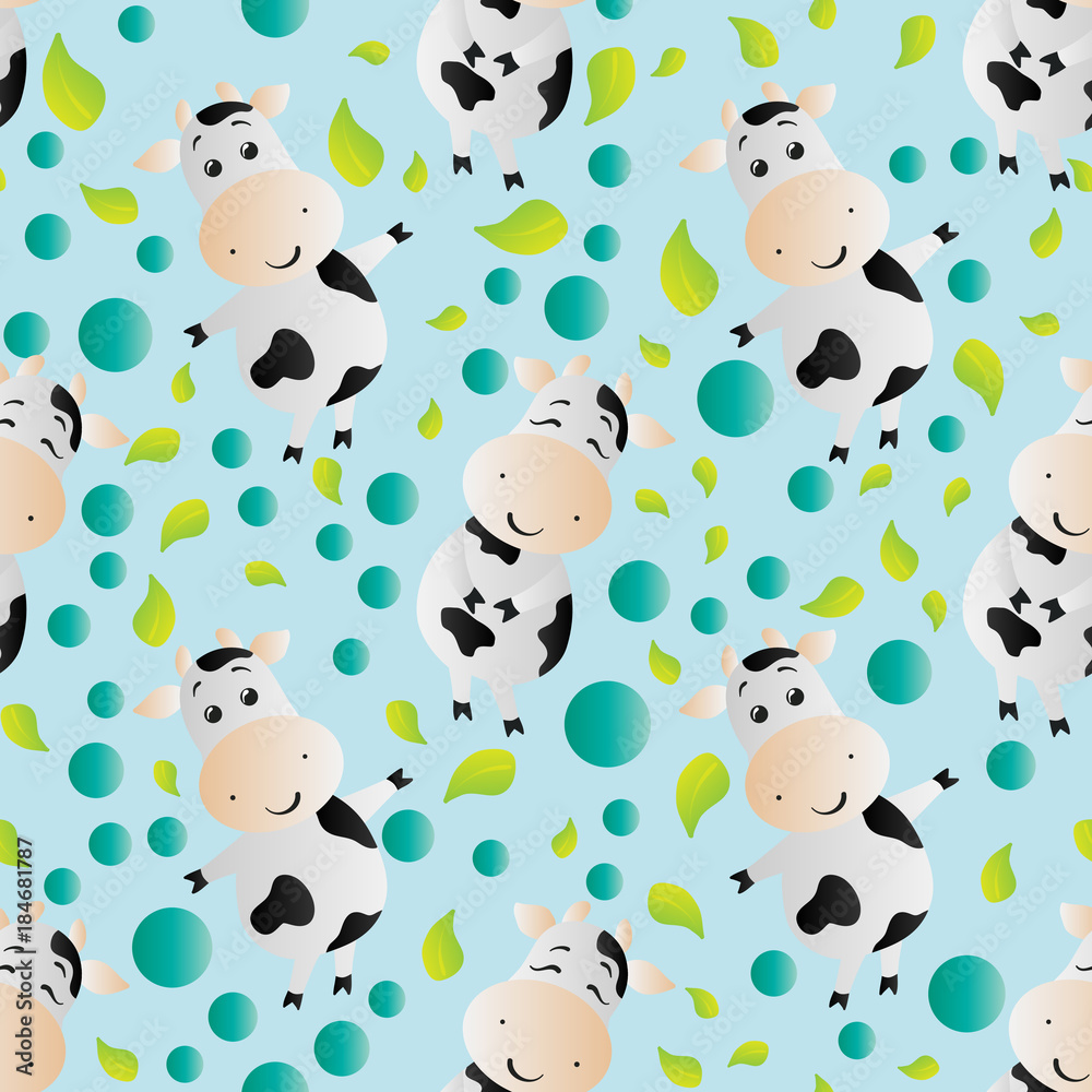 pattern with cartoon cute toy cow