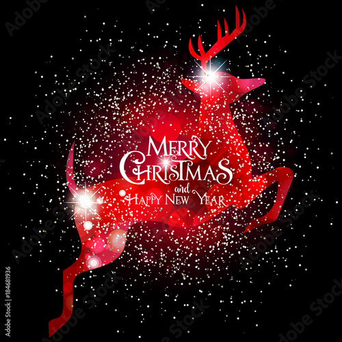 Buon Natale, Renna, Rosso, Glitter