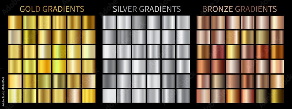 Gold, silver, bronze gradients