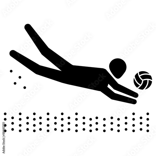 Illustration depicts pictogram of beach volleyball sport, game of doubles. Ideal for sports and institutional materials