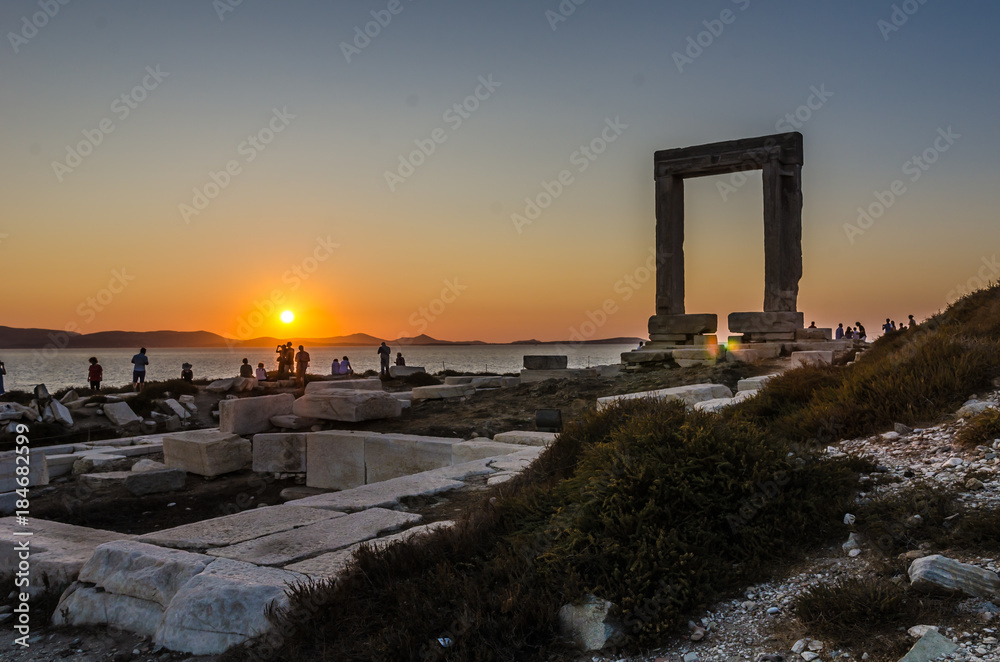 Portara view in Naxos, Greece