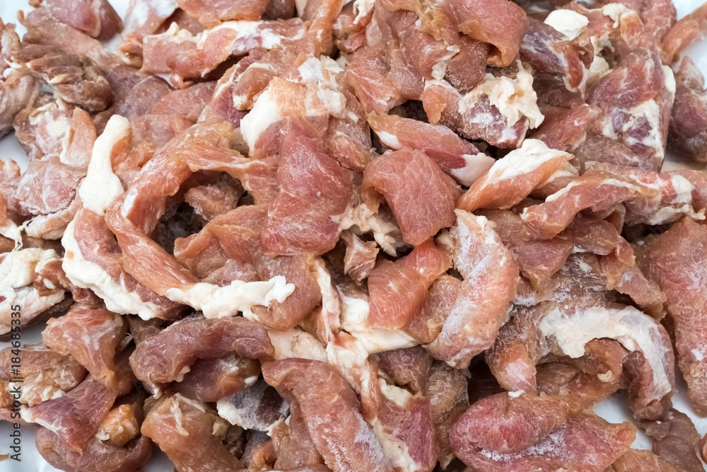 dried pork in the basket at the marketplace dried pork in the basket at the marketplace
