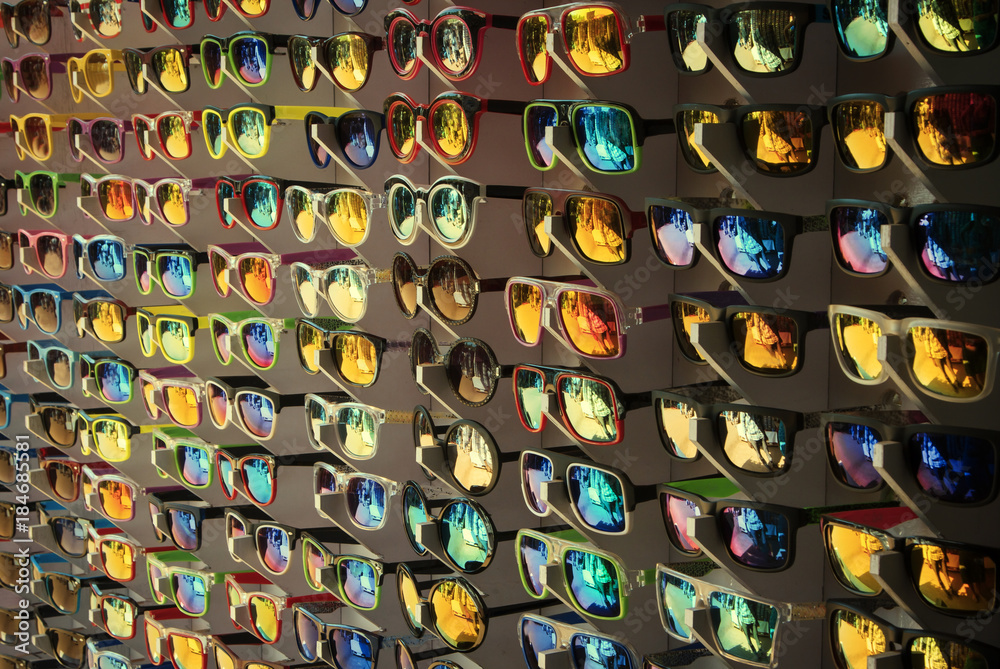 Many different sunglasses at the sale Many different sunglasses at the sale