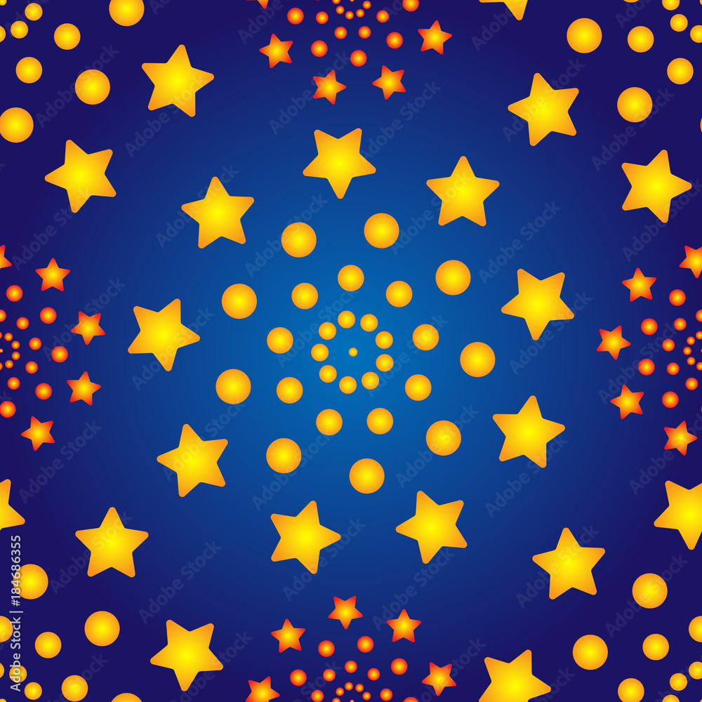 Seamless pattern from stars and circles. Texture for fabric and wallpaper. Vector illustration. Seamless pattern from stars and circles. Texture for fabric and wallpaper. Vector illustration.