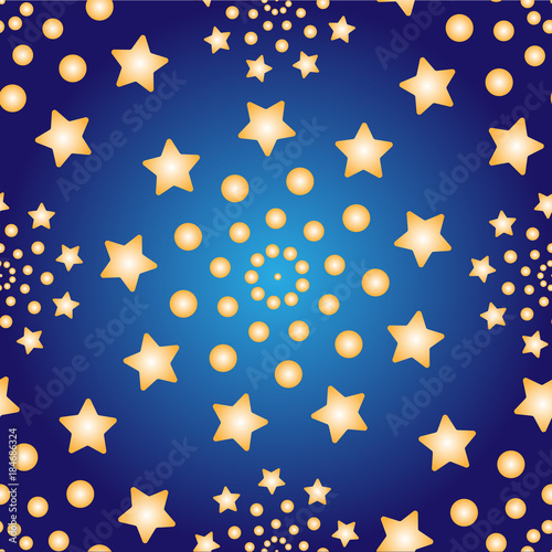 Seamless pattern from stars and circles. Texture for fabric and wallpaper.  illustration.