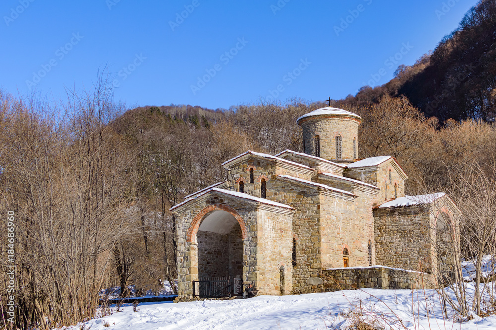 North Caucasus. Lower-Arkhyz settlement. Abandoned orthodox temple.