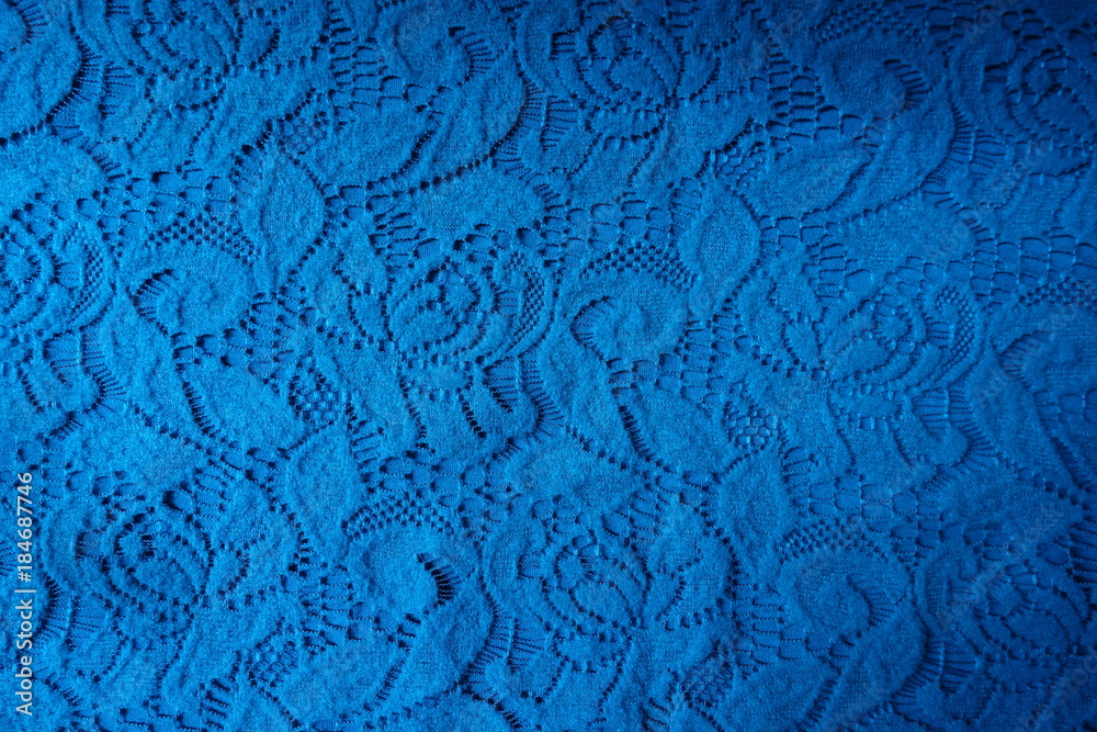 Blue lace with floral pattern from above