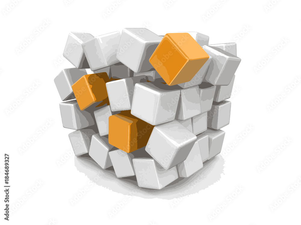 Obraz premium Cube falls apart. Image with clipping path