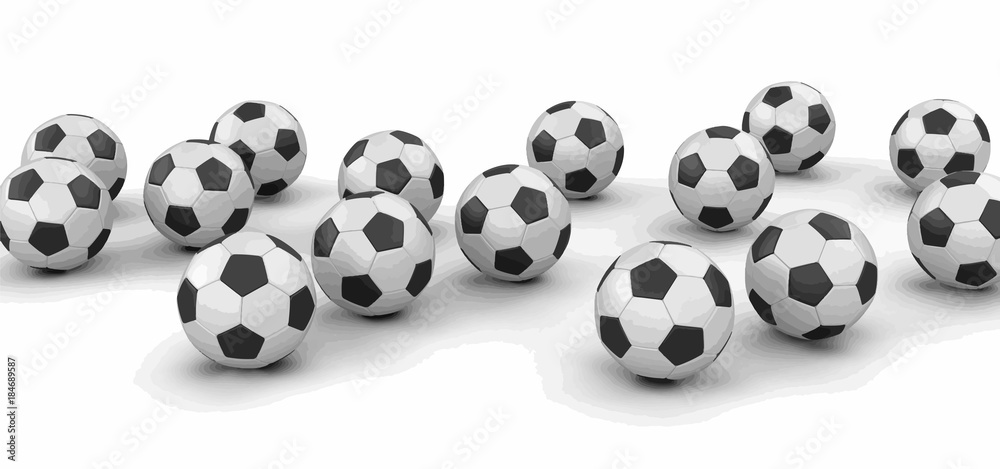 Pile of Soccer footballs. Image with clipping path Pile of Soccer footballs. Image with clipping path