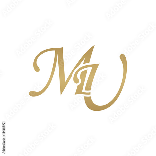 Initial letter MU, overlapping elegant monogram logo, luxury golden color