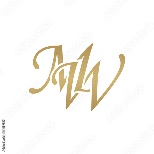 Initial letter MW, overlapping elegant monogram logo, luxury golden color