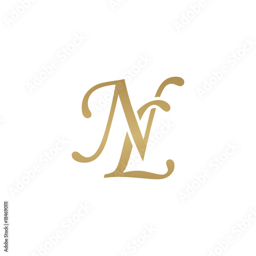 Initial letter NL, overlapping elegant monogram logo, luxury golden color
