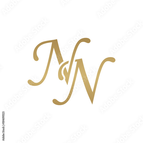 Initial letter NN, overlapping elegant monogram logo, luxury golden color photo