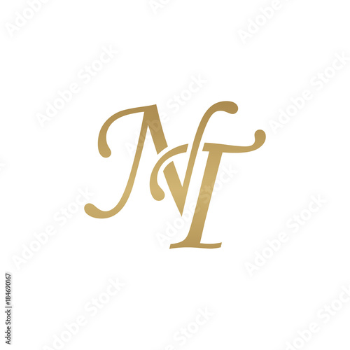 Initial letter NT, overlapping elegant monogram logo, luxury golden color