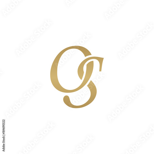Initial letter OS, overlapping elegant monogram logo, luxury golden color