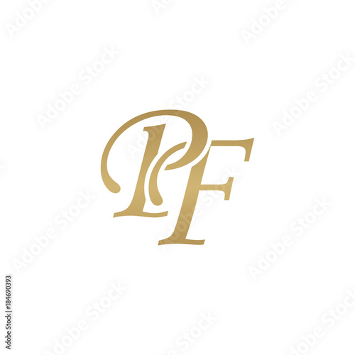 Initial letter PF, overlapping elegant monogram logo, luxury golden color