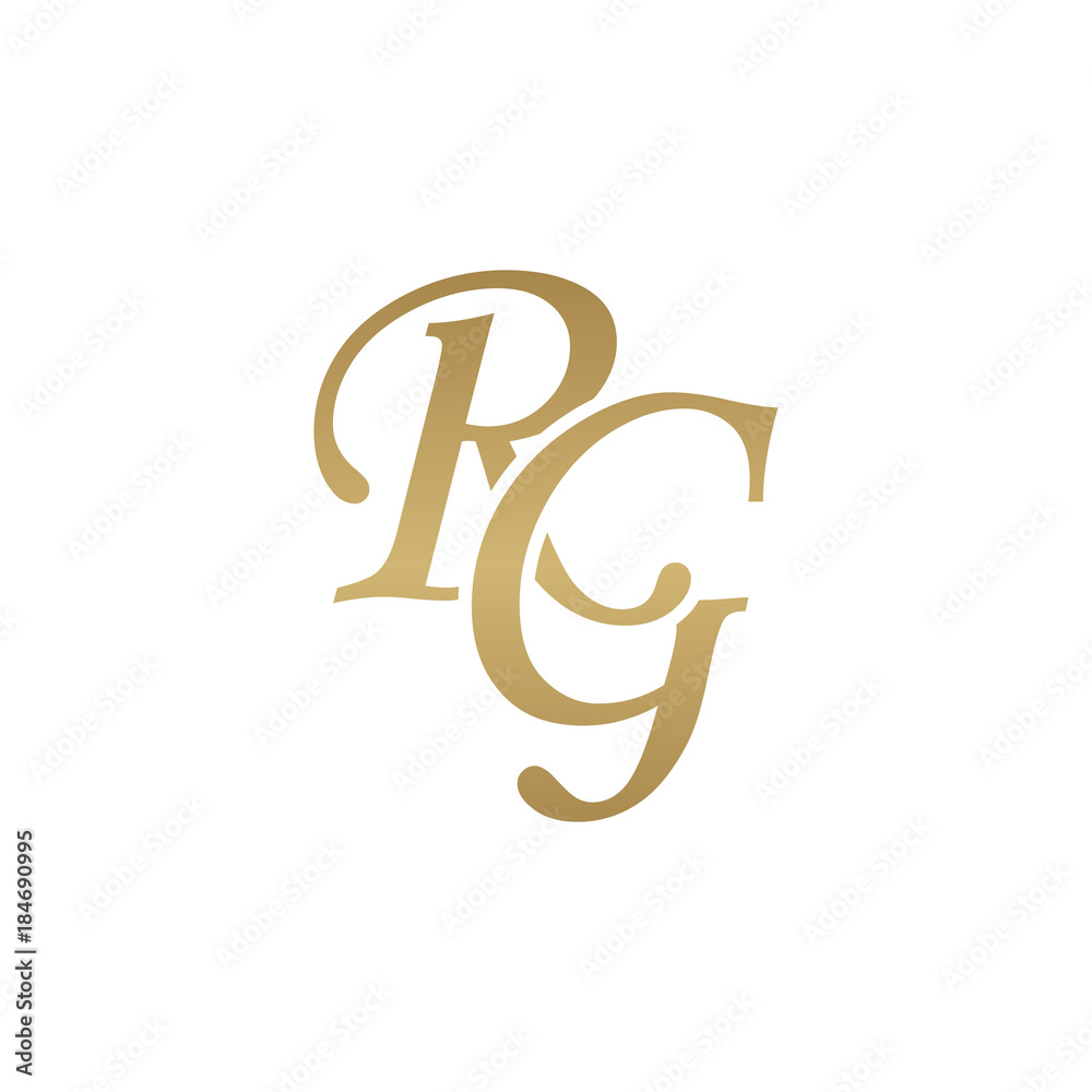 Initial letter RG, overlapping elegant monogram logo, luxury golden color Initial letter RG, overlapping elegant monogram logo, luxury golden color