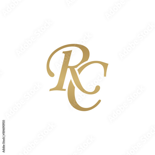 Initial letter RC, overlapping elegant monogram logo, luxury golden color