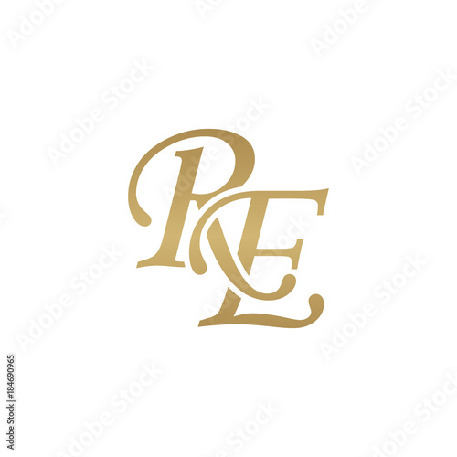 Initial letter RE, overlapping elegant monogram logo, luxury golden color
