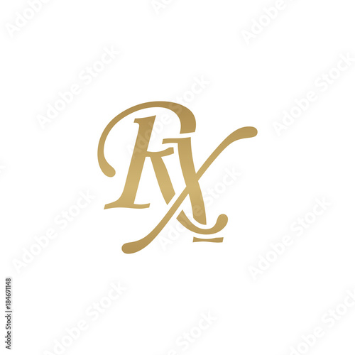 Initial letter RX, overlapping elegant monogram logo, luxury golden color