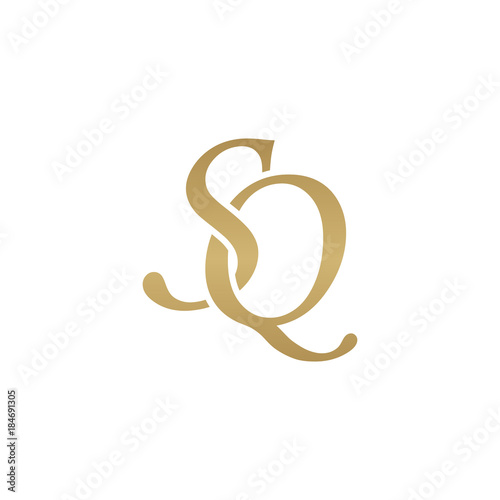 Initial letter SQ  overlapping elegant monogram logo  luxury golden color