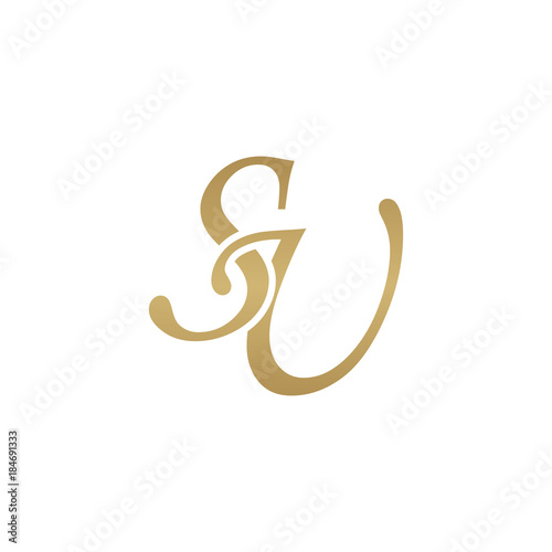 Initial letter SU, overlapping elegant monogram logo, luxury golden color