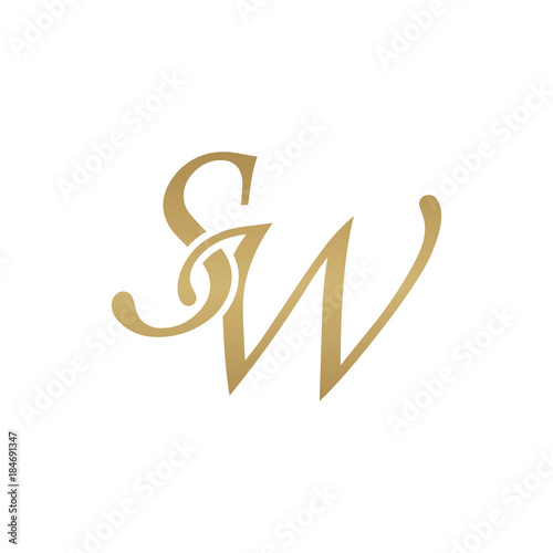 Initial letter SW, overlapping elegant monogram logo, luxury golden color