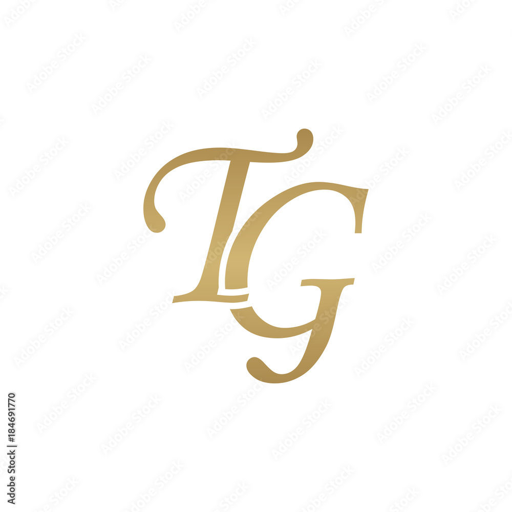 Initial letter TG, overlapping elegant monogram logo, luxury golden color Initial letter TG, overlapping elegant monogram logo, luxury golden color