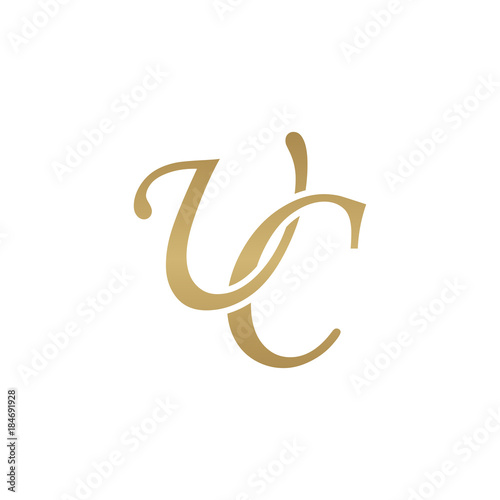Initial letter UC, overlapping elegant monogram logo, luxury golden color