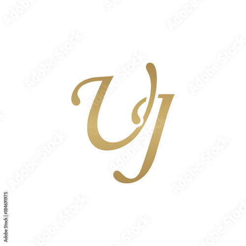 Initial letter UJ, overlapping elegant monogram logo, luxury golden color