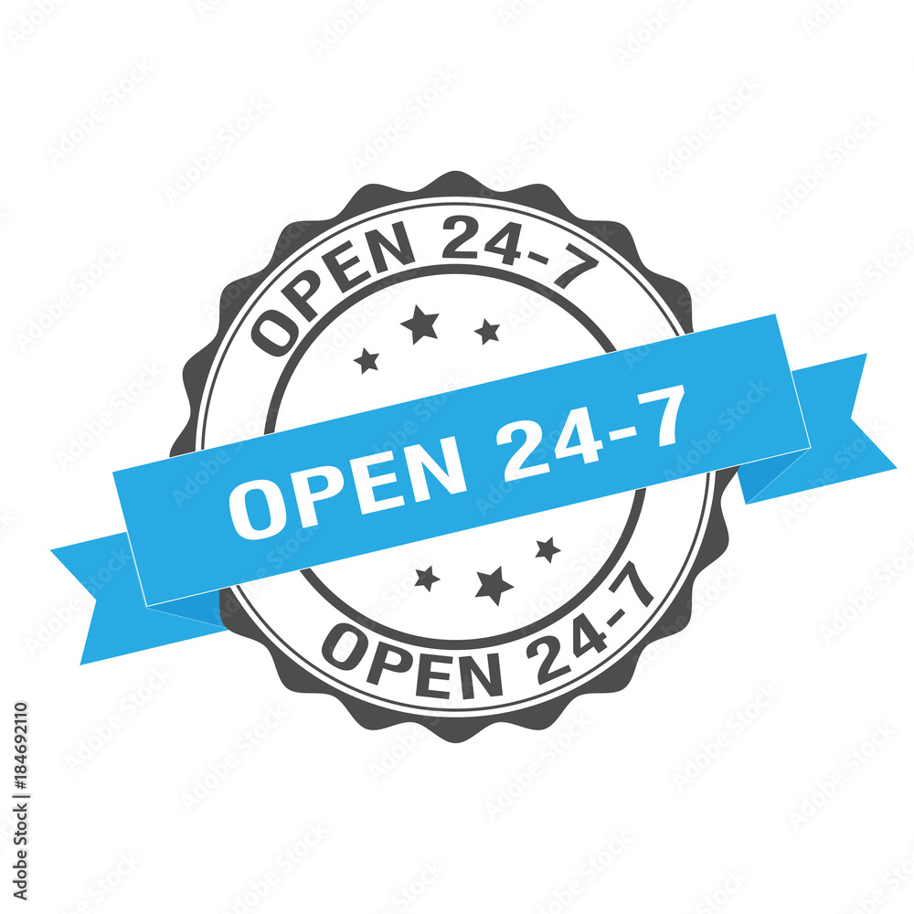 Obraz premium Open 24-7 stamp illustration