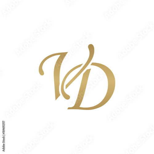 Initial letter VD, overlapping elegant monogram logo, luxury golden color