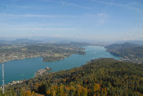 View of Wörthersee, Austria, from Pyramidenkogel