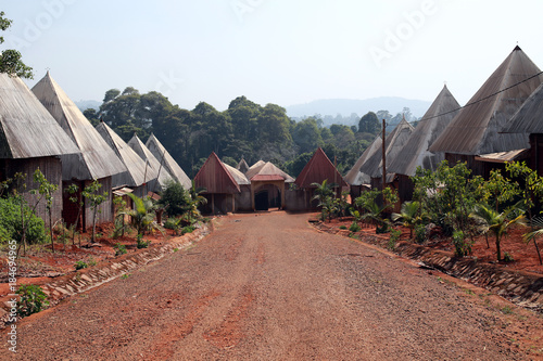 Typical houses at Batoufam Kingdom, North Cameroon, Africa photo