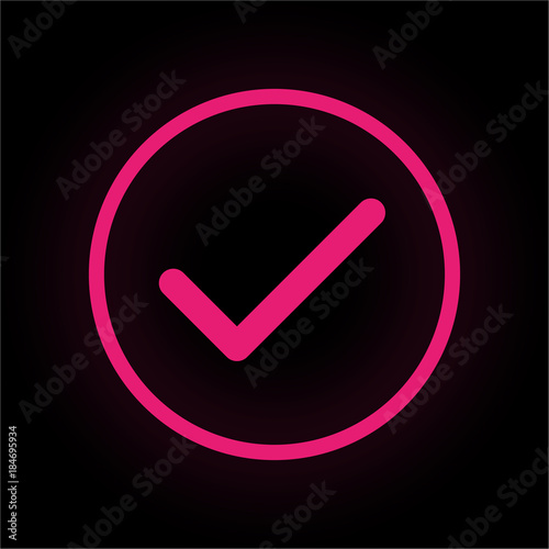 Neon Button rund - Haken - Richtig