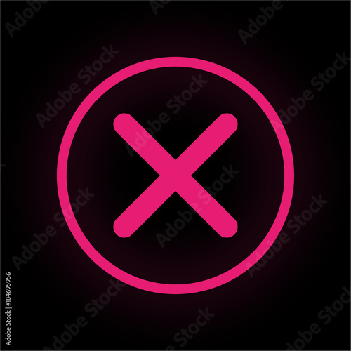 Neon Button rund - Kreuz - Falsch