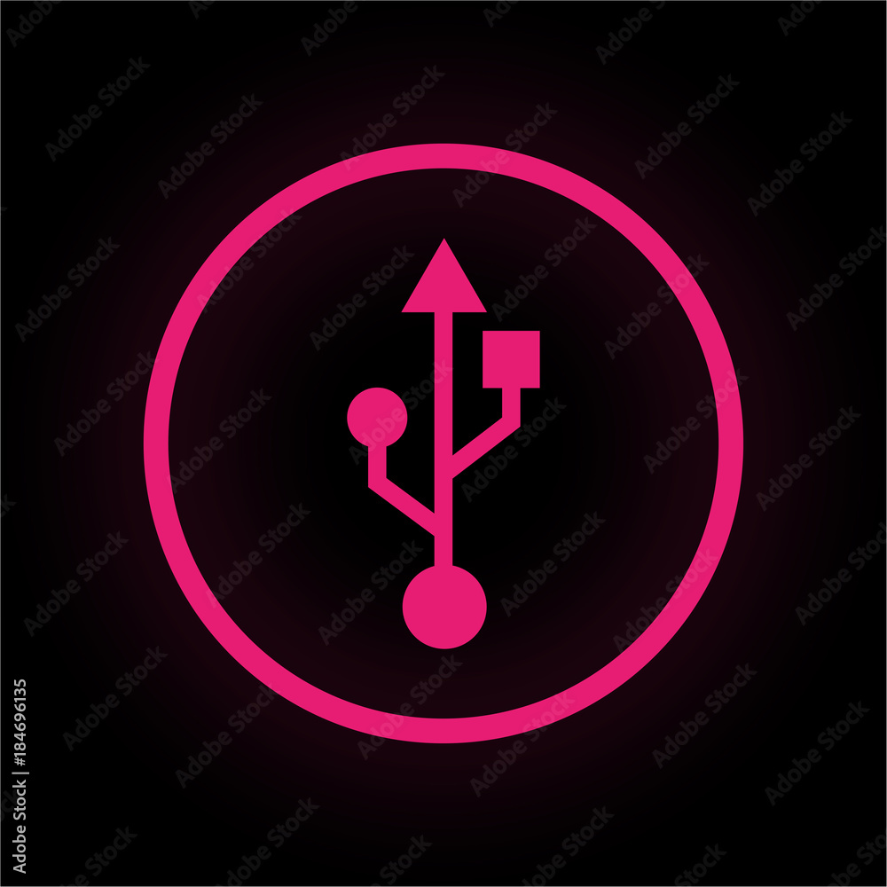 Neon Button rund - USB Kabel Neon Button rund - USB Kabel