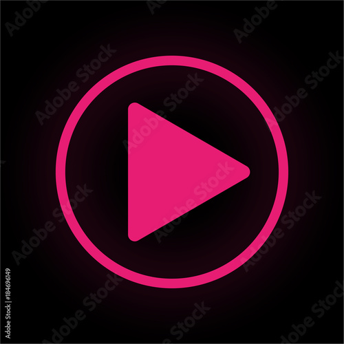 Neon Button rund - Play Button